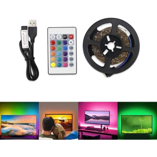 USB LED Strip DC 5V 1M 2M 3M 4M 5M 24Key Flexible led Light Tape Ribbon Lamp SMD 2835 Desk Decor Screen TV Background Lighting