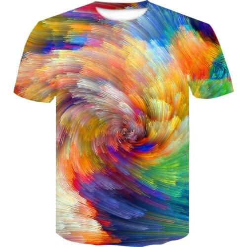 2020Funny 3D printing Summer colorful vortex mens Tshirt casual short-sleeved mens tshirt fashion splash ink printing T-shirt