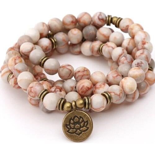 Green 108 beads 8mm elastic adjustable Lotus life tree Buddha OM eye Chakra Reiki agate Onyx Yoga Bracelet necklace cgb34