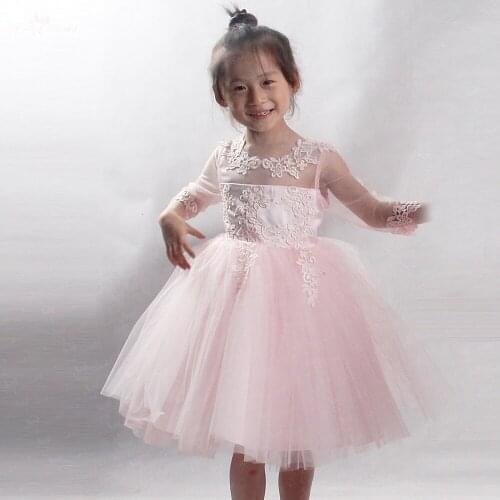 FG81 Vestidos De Primera Comunion Short Baby Pink Vestido Daminha