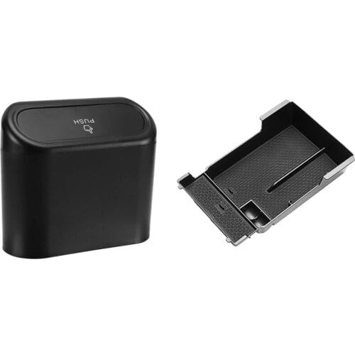 1 Pcs Car Central Interior Armrest Storage Box & 1 Pcs Car Trash Can with Lid