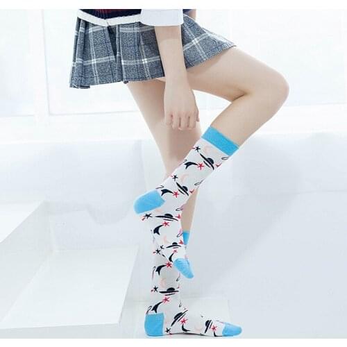 1PC New Leisure Socks European And American Trend Mens Medium Tube Couple Oil Painting Series Sports Stockings