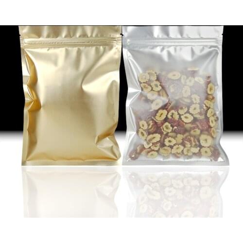 100pcs One Side Clear Plastic Ziplock Bag Gold Inlay Aluminum Foil Bag Coffee Herbal Tea Packaging Pouch Hot EDC Bag