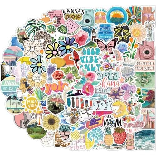 100PCS VSCO Girl Hydro Flask Stickers Surfing Summer Beach For Luggage Laptop Skateboard Snowbord Pegatinas Decals Sticker F3