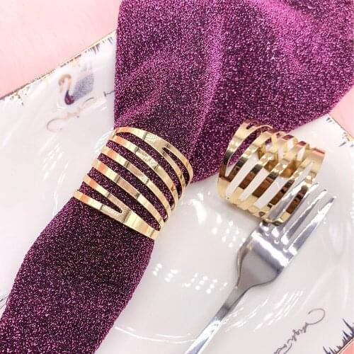 Family Gatherings Wedding Napkin Rings Back Pattern 12pcs Napkin Buckle Holder Table Decoration Hollow Out