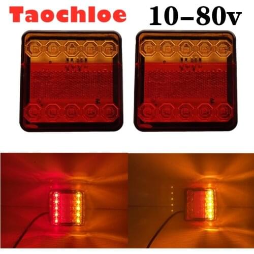 2x IP67 8led 24v Trailer Tail Lights Lorry Brake Rear Side Lamp forklift Indicator Turn Signal for Truck Caravan Van Boat 12V