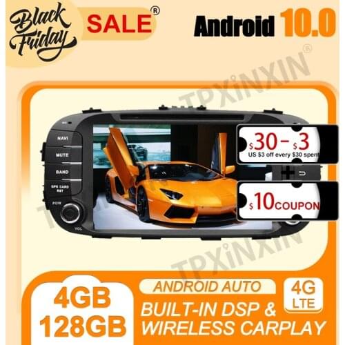Android 10.0 PX6 IPS Carplay 4G+128G For KIA Soul 2014-2017 Multimedia Player Auto Radio Tape Recorder GPS Navigation Head Unit