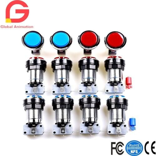 12 pcs/lots chrome Illuminated Arcade Button with 5V /12V Universal LED Lamp & Microswitch for Arcade Fighting Games Projects
