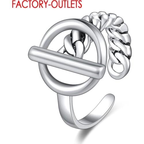 Sterling Silver 925 Super Cool Round Simple Adjustable Finger Rings For Women Wedding Birthday Free Size Circle Jewelry