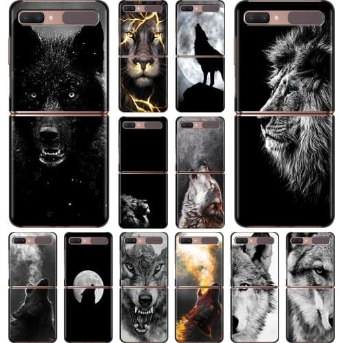 Smartphone Case For Samsung Galaxy Z Flip 3 5G Cover PC Shell Black Caso Hard Capa Fundas Lion Wolf