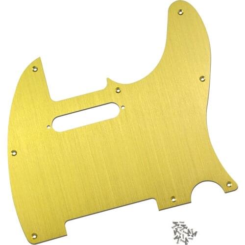 FLEOR Aluminum Metal Pickguard Electric Guitar Pick Guard 8 Hole with Screws for FD Tele Style Guitar Parts Accessories,Golden