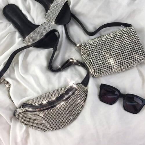 Online celebritys new leather handbag fashion king rhinestone pocket full diamond chain cowhide chest bag shoulder diagonal bag