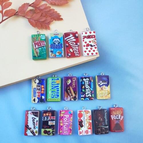 JeQue 10Pcs/20Pcs Cute Candy Biscuit Potato Chips Resin Charms for Earrings Bracelets Necklace Keychain Pendants Jewelry Making