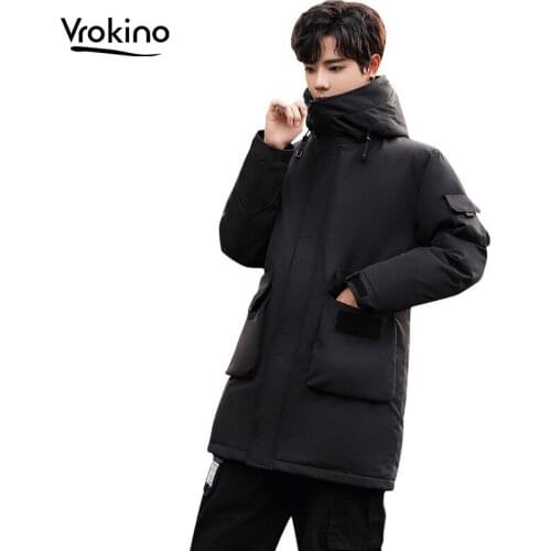 VROKINO New 2020 Winter jacket mens fashion down jacket Thicken warm high-quality mens white duck down Brand clothing