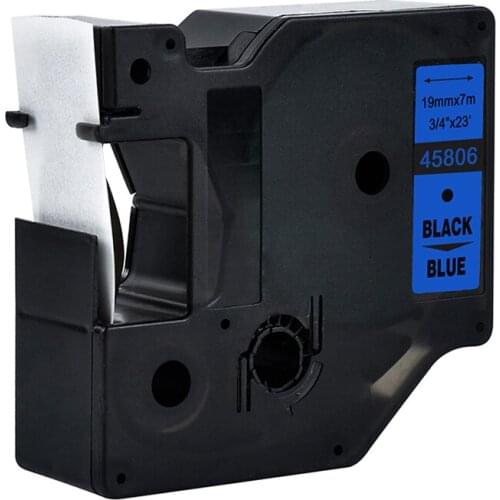 Labelzone 45806 compatible Dymo D1 19mm label printers black on blue 3/4'' W x 23' L (19mm*7m) D1 45806 for dymo label makers