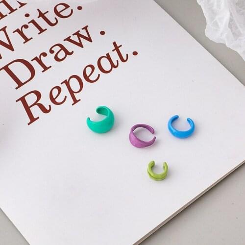 Minar Minimalist Candy Color Enamel Clip Earrings for Women Mujer C Shape Circle Metallic Hoop Earrings Party Jewelry Oorbellen