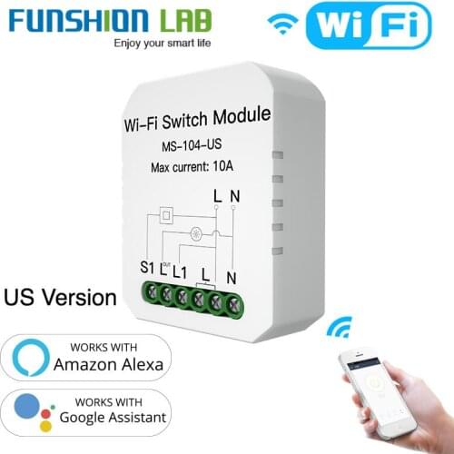 Mini DIY WiFi Light Switch Single Pole/3 Way 1 Gang Module Smart Life/Tuya App , Work with Amazon Alexa and Google Home