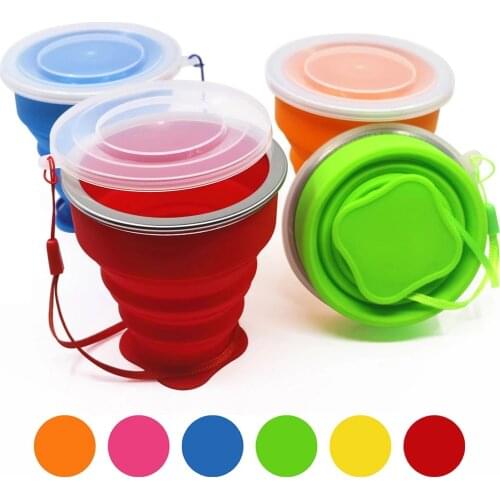 Mini Telescopic Portable Silicone Folding Cup With Dust Cover Outdoor Coffee Cup For Children Outdoor Travel Drinking Water