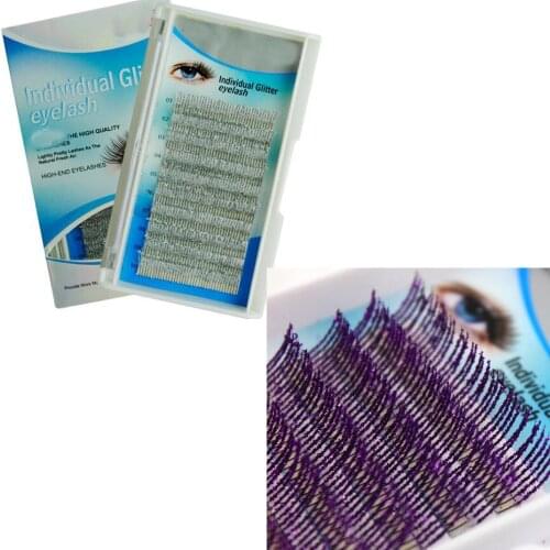 NEW C Curl 0.15mm Fashion Glitter Eyelash Extensions 12 Strips Individual Eyelash Extension False Eyelashes Glitter Silver