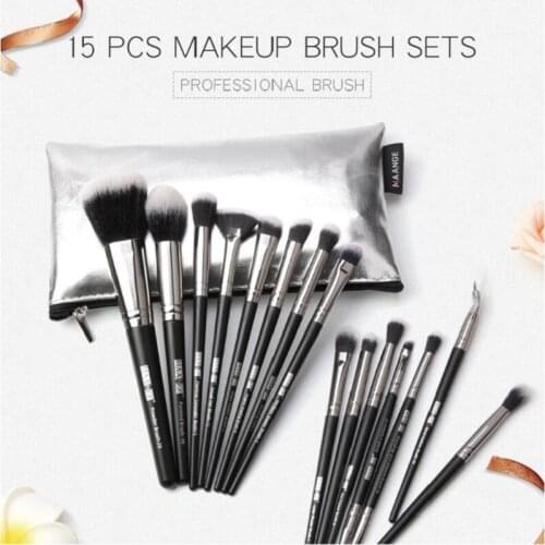 Wholesale MAANGE Makeup Brushes 15pcs Professional Makeup Brush Set Classic Black Make Up Foundation Eyebrow Brush Kit Tools