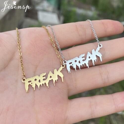 Fashion Punk Initial Jewelry Necklace Stainless Steel Pendant Freak Jesus Babygirl Angel Letter Necklaces Girls Accesorios Mujer