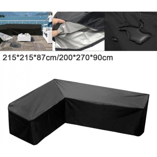 M / L 210D Oxford Fabric Waterproof Dustproof Outdoor Garden Rectangle Furniture Corner Cover Rattan L Shape Sofa Protector
