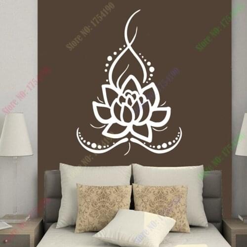 POOMOO Wall Decals New Wall Decals Yoga Lotus Indian Buddha Decal Vinyl Sticker Home Decor Size 56x77cm