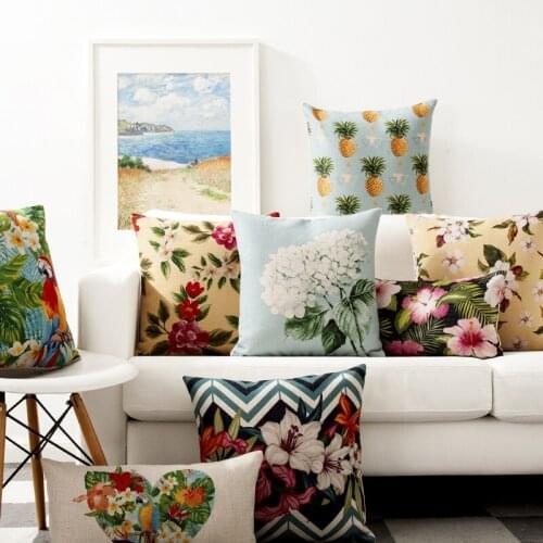 Nordic Bird Floral Flower Pillow Cover pineapple Cushion Cover Home Decorative Pillows Linen Pillow Case Sofa Lumbar pillow