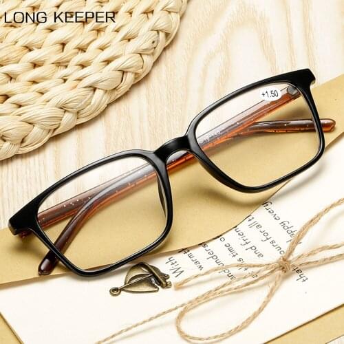 LongKeeper Ultralight Reading Glasses Men Women Square Clear Lens Eyeglasses Presbyopic Eyewear With Diopter +1.0 1.5 2.0 2.5