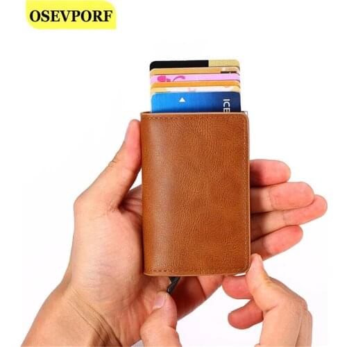 Rfid Anti-theft Smart Wallet Thin Credit Card Holders Unisex Automatically Solid Metal Bank ID Card Holders Business Mini Purses