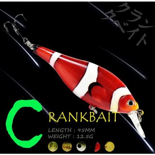 WALK FISH Crankbait Fishing Lures Minnow 95MM 12.5G Wobblers Floating Hard Bait Dive 1-2M Swimbait Pike Bass Fishing Tackle