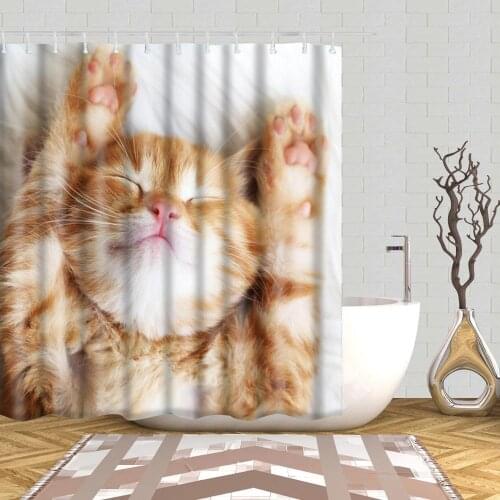 3D Lovely Cat Pet Dog Shower Curtains Art Dog Printing Bathroom 3D Shower Curtains Waterproof Polyester Fabric Bath Curtain