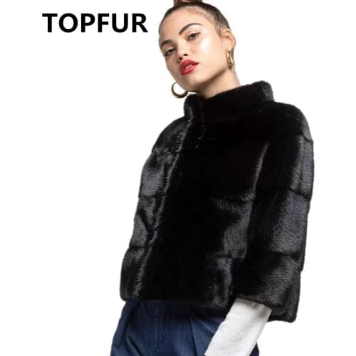 TOPFUR Winter Basic Jacket Women Plus Size Real Mink Fur Coat Genuine Leather Jacket Short Women Real Fur Coat Spring Collection