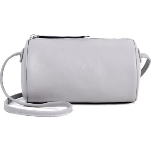 The first layer cowhide women bag round bucket bag Japanese Korean messenger bag ladies leather shoulder bag pillow Boston bag