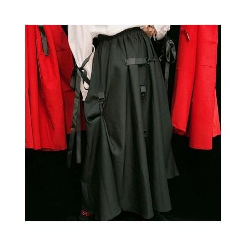 Japanese Dark Autumn Winter Gothic Punk Black High-waisted Girl Pleated Irregular Fashion Women Sexy Casual Harajuku Long Skirt