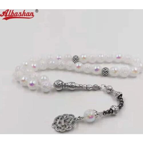 Women Tasbih White Crystal Muslim 33 Beads Bracelet Rosary Bead Islamic Accessories Gift Eid Mubarak Turkish Jewelry