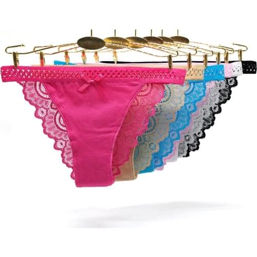 Ladies Underwear Women Lingerie Femme 2021 Fashion New Pink Lace Panties Sexy Bragas Mujer Culotte Female Woman Briefs 6 Pcs/Lot