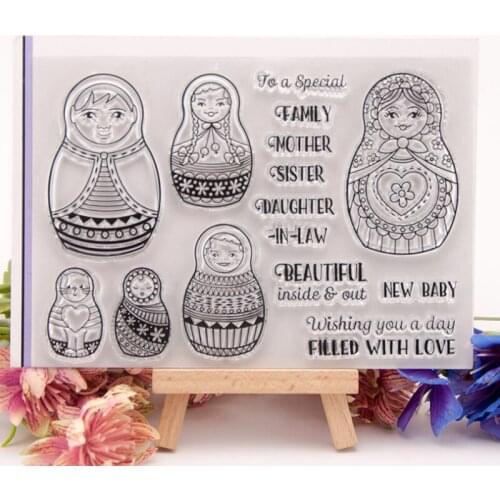 1pc Matryoshka Transparent Seal Clear Silicone Stamp Cutting DIY Scrapbooking Rubber Coloring Embossing Decor Reusable 10*15cm