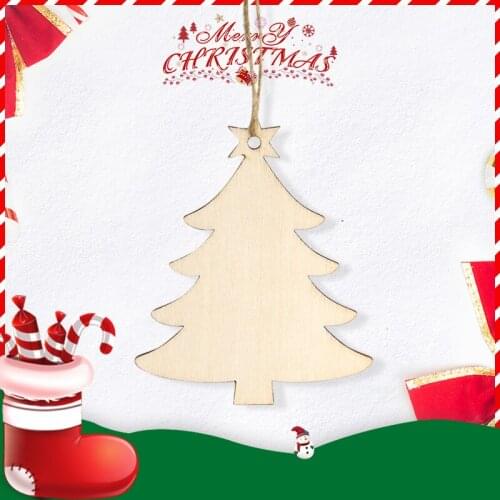 10PCS Christmas Wooden Pendants Xmas Tree Snowman Hanging Ornaments DIY Wood Crafts for Home Christmas Party New Year Decoration