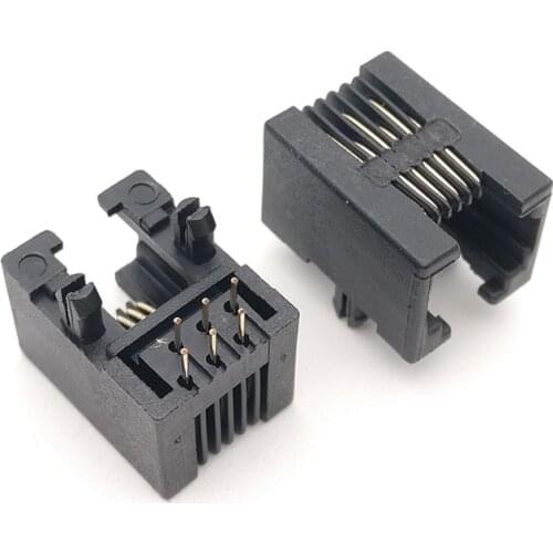 100pcs/lot New RJ11 Telephone Modular Network Jack 95001-6P6C 6 Pin LAN PCB Connector All Plastics