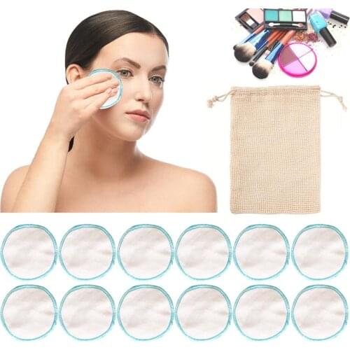 12PCS Makeup Remover Pad Reusable Bamboo Cotton Pad Makeup Remover Round Facial Skin Care Nursing Pads Skin Cleaning