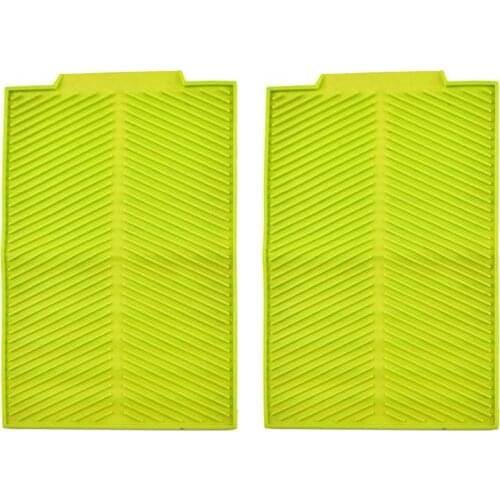 2 Pcs Insulation Pad Non-slip Heat Resistant Rectangle Silicone Drying Mat Drain Tray Drain Pad for Dishes Bowls Plates