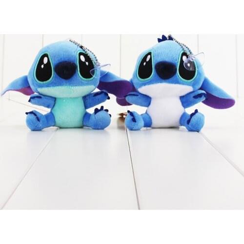 2pcs/lot 10cm Lilo and Stitch Plush Cartoon Doll Toys funny sucker keychain stuffed pendant toy cute cotton doll for children