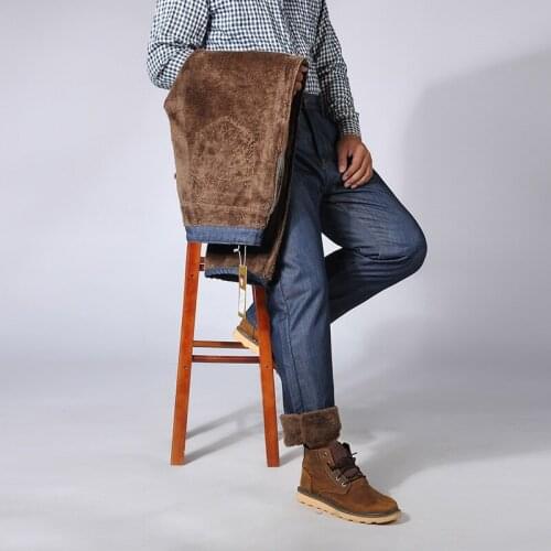 2019 Winter Straight Business Super Large Fat Jeans plus size pants denim pants add velvet