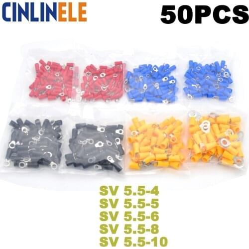 500Pcs Fork Spade Crimp Insulation Terminal SV5.5-4 SV5.5-5 SV5.5-6 SV5.5-8 SV5.5-10 Wire Cable Connector SV