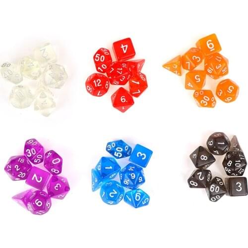 7pcs/Set Creative Game Acrylic Multi Sides Entertainment Dice D4 D6 D8 D10 D12 D20 Game For Colorful Accessories Games Dice
