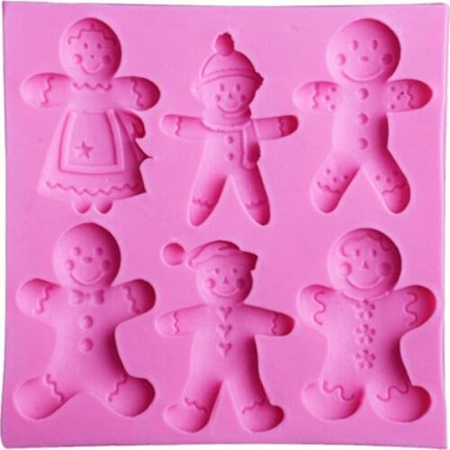 77JF Christmas Gingerbread Snowman Fondant Mold Silicone Cake Mould Chocolate Decorating Tools