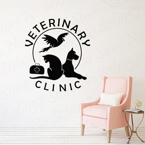 Hospital Shop Cat Dog Wall Decal Pet Veterinary Clinic Vinyl Wall Stickers Grooming Salon Art Mural Window Decals WL1855