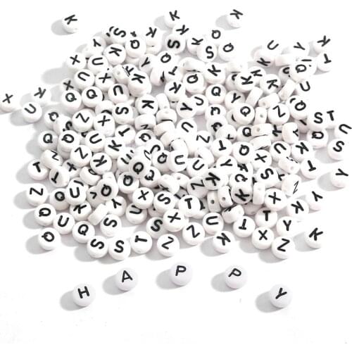 100pcs/lot 4x7mm Letter Beads Acrylic Round English Alphabet Flat Spacer Beads For Jewelry Making Bracelet Necklace Accessories