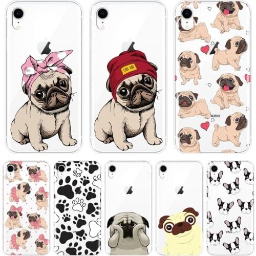 Phone Case For iPhone X XR XS MAX 8 7 6S 6 S Pug French Bulldog Silicone Soft Back Cover For Apple iPhone 8 7 6S 6 S Plus Case